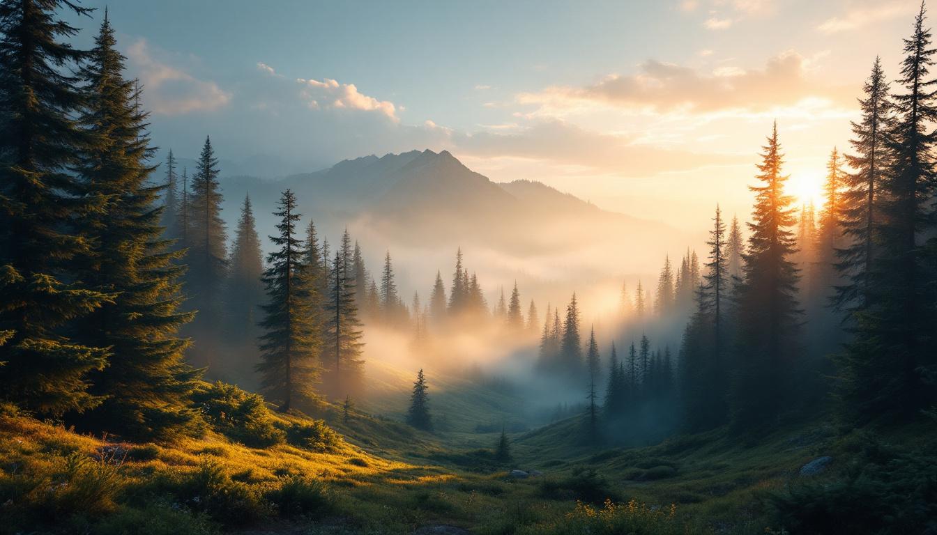 Pine valley at golden hour